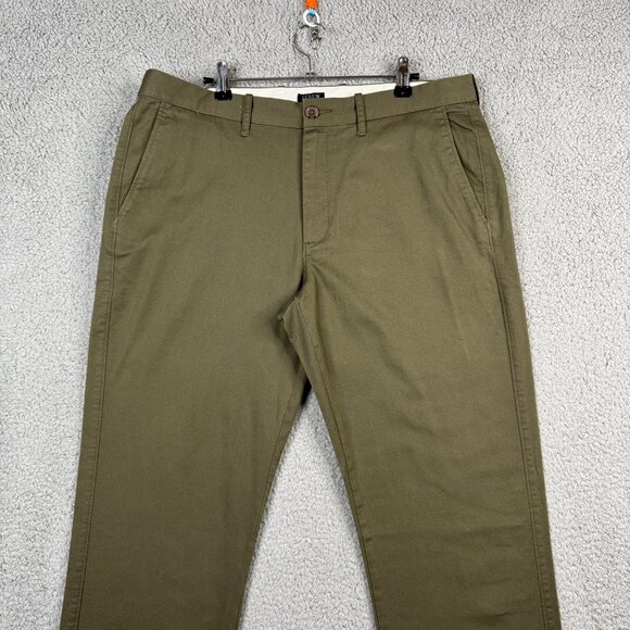 J. Crew Pants Mens Size 34x34 Dark Olive Chino Straight Fit Flex Cotton Twill - Picture 1 of 12